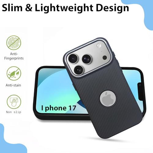 Image of LIRAMARK Rugged Carbon Fibre TPU Armor Silicone Back Cover Case for iPhone 17 Pro