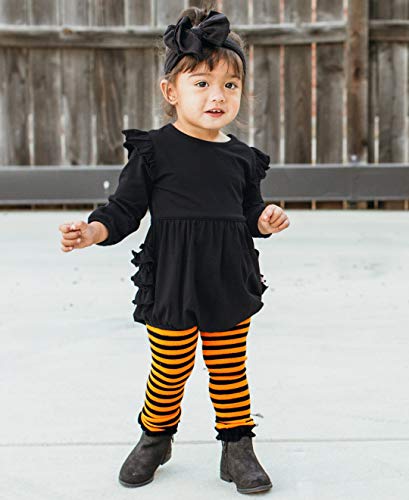 RuffleButts Baby/Toddler Girls Black Flutter Bubble Romper - 2T3