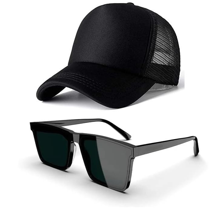 Image of Black Baseball Cap with Leather Patch, Casual Unisex Sports Hat, Adjustable Fit-Free Size