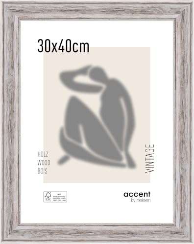accent by nielsen Holz Bilderrahmen Vintage, 30 x 40 cm, Weiß – Ansicht 1