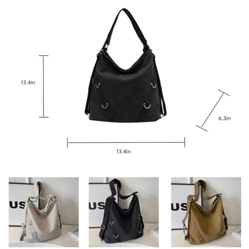 Image of Tote Bag for Women,Canvas Tote Bag with Zipper, Retro Large Capacity Casual Shoulder Handbags with Inner Pockets