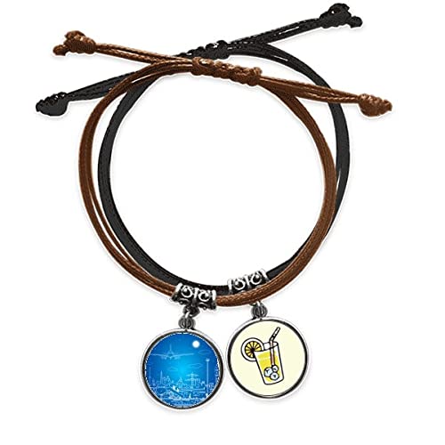 Bracelet chaîne de main Metropolis paysage nuage en cuir tressé ajustable
