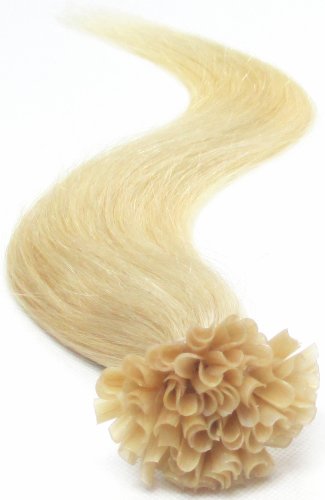 20"(50cm) 100 Strands Straight Pre Bonded U Nail Tip Keratin Fusion Remy Human Hair Extensions 0.5g Per Strand [Set Weight: 50grams] (Color #60 platinum blonde)