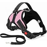 Musonic No Pull Dog Harness, Breathable Adjustable Comfort, Free Leash Included, for Small Medium Large Dog, Best for Training Walking (LightPink, M)