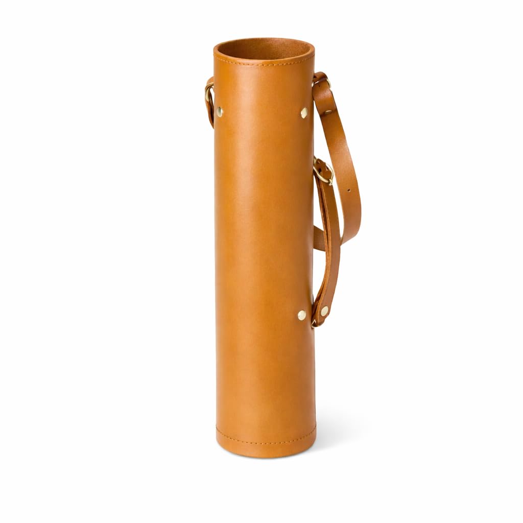 GENERIX Genuine Leather Archery Quiver 17 Inch x 3 Inch– Handmade Cowhide Suede Arrow Holder, Slim 3 Inch Tube Design, Adjustable Shoulder Strap for Traditional Archery & Hunting (Camel)