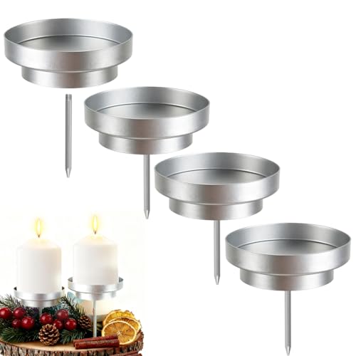 Aurasky 4 Stück Kerzenhalter Adventskranz Silber, 8 cm Kerzenständer...