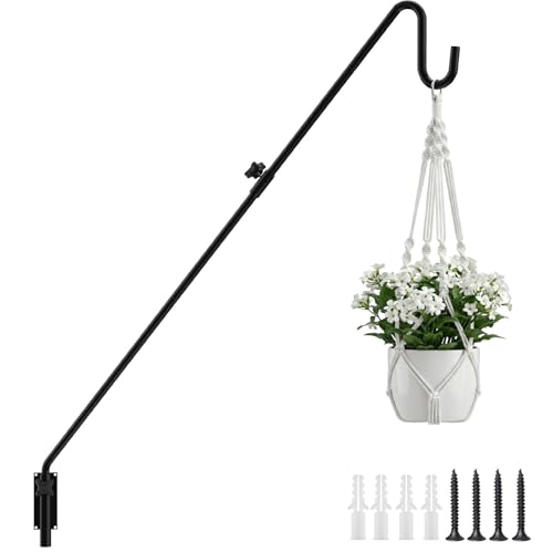 Bamworld Blumenam pelhalter Wandhaken zum Schrauben 360Drehbarer & Verstellbarer Metallhalterung für Blumentopf Blumenampel & Hängetöpfe außen Hooks für Balkon & Garten Schwarz 1 Stück