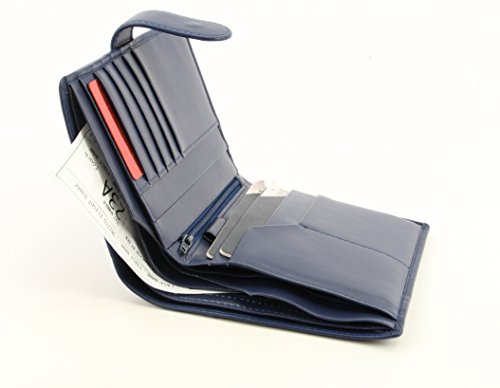 Image of Genuine Sheep Leather Smart Family Size Passport Travel Wallet /Holder - (Blue)