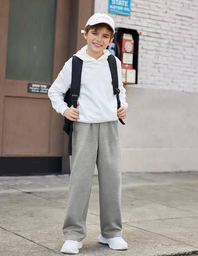 Arshiner Boys Casual Pants Fleece Sweatpants Lightweight Open Bottom Lounge Pants Drawstring Jogger Pants with Pockets4
