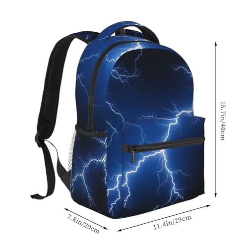Adjustable Cool Lightning Dark Blue Backpack Lightweight for College Travel, Perfect for Men and Women2
