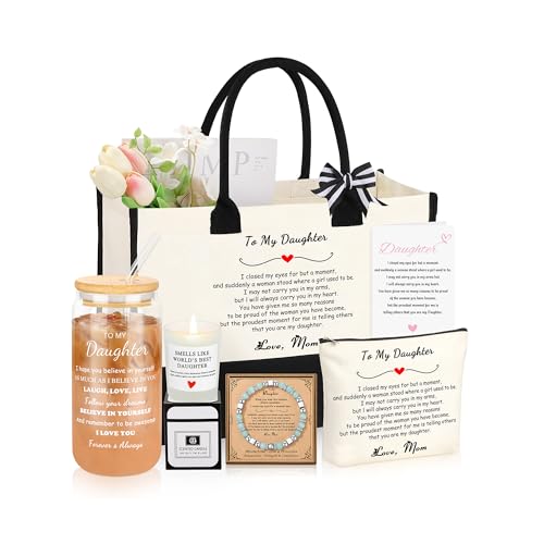 Daughter Birthday Gifts from Mom, Mothers Day Christmas Birthday Gifts for Daughter Basket Set of 6