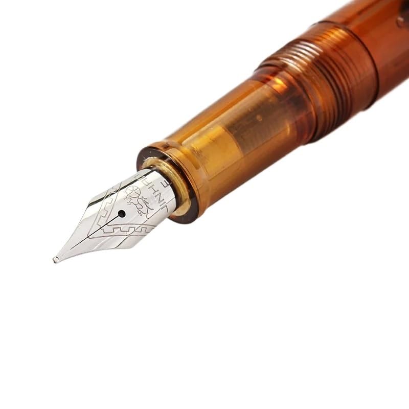 Joli stylo plume de couleur transparente avec pointe F de 0,5 mm pour l'écriture, les fournitures scolaires (noir)