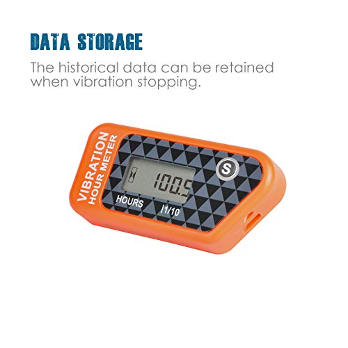Compteur horaire sans fil auto-alimenté numérique Runleader, activation par vibration, minuterie de travail réinitialisable, arrêt du verrouillage de l'utilisateur, utilisation pour le(Orange) - Image 7