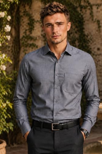 Image of Louis Philippe Men's Regular Fit Easy to Iron Everyday wear Premium Cotton Full Sleeve Solid Formal Shirt