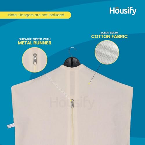 Image of Hanging Cotton Saree Covers with Zip (Set of 6) of 30x 18 (Inches) For saree storage bags | Haniging Cotton Saree Cover /Bags for Saree /clothes (HANGERS ARE NOT INCLUDED WITH SAREE COVER) (6)