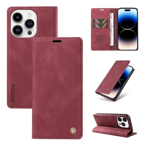 Funda Compatible con OPPO F17/A73 2020 4G, Funda de Cuero Genuino Estuche Comercial de Cuero Duradero para OPPO F17/A73 2020 4G- Rojo Oscuro