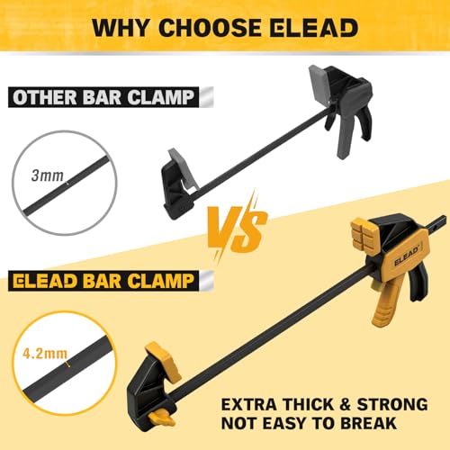 Image of 6 inch Mini Bar Clamps for Woodworking, 2-Piece One-Handed F Clamp /Spreader, 75LBS Load Limit Wood Clamp, Quick Release Grip Clamps for Table Wood Working, Light-duty Tools