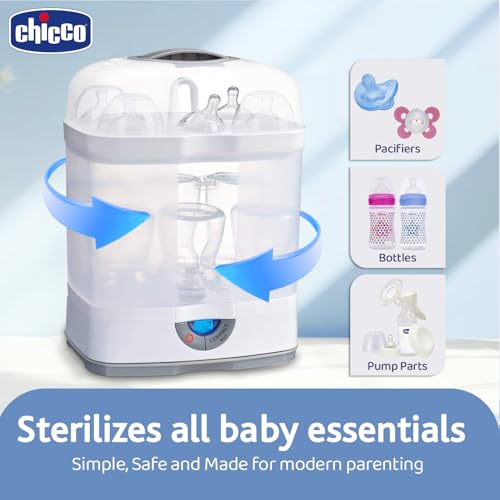 Image of Chicco 3 in1 Steam Sterilizer | Microwave Safe | Sterilizes upto 6 Bottles | Kills 99.9% Of Germs | 24hrs Sterilization in 5 Mins | Auto Switch Off |Portable & Travel Friendly | 2 Years Warranty Cover