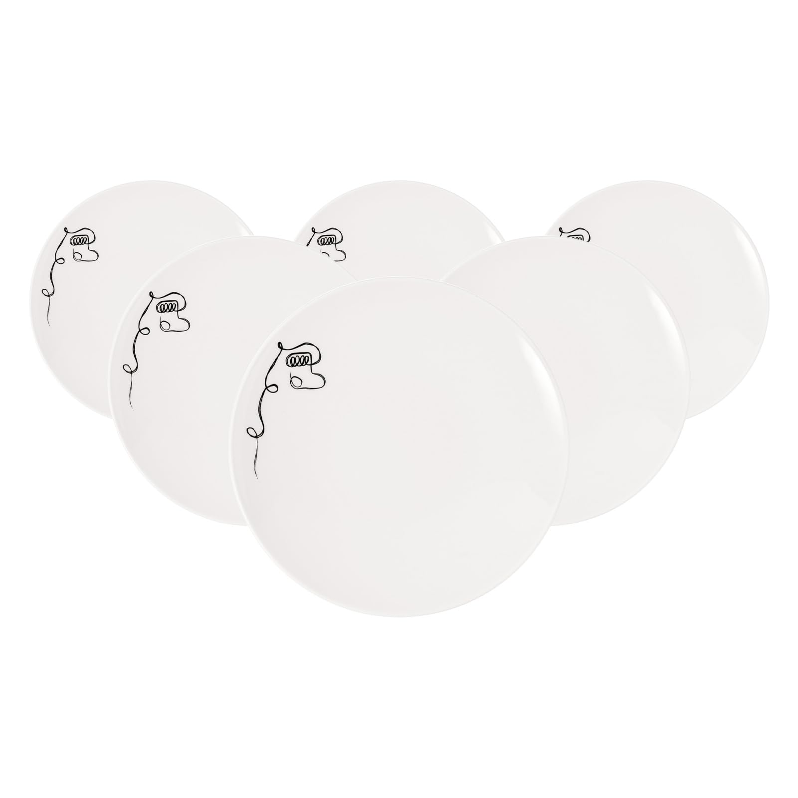 Villeroy & Boch Statement Lines zestaw 6 talerzy śniadaniowych/deserowych, biało-czarne, nadają się do mycia w zmywarce, do kuchenki mikrofalowej, talerze, talerze obiadowe, porcelana, naczynia,