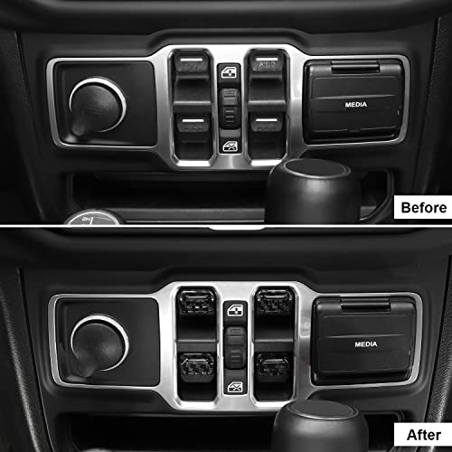 Cherocar For Jeep Jl Window Switch Button Cover Trim Interior Accessories For Jeep Wrangler Jl Jlu Gladiator Jt 2018-2021 (Carbon Fiber) #TOP1