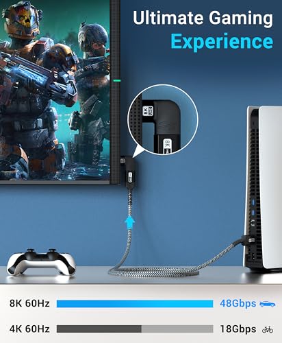 Image of BlueRigger HDMI 90 and 270 Degree Adapter (1-Pack, 8K 60Hz Right Angle HDMI 90 Degree Adapter, Male to Female, L-Shaped Left Angled Elbow Connector)- Compatible with HDTV, Laptop, PS5, PS4
