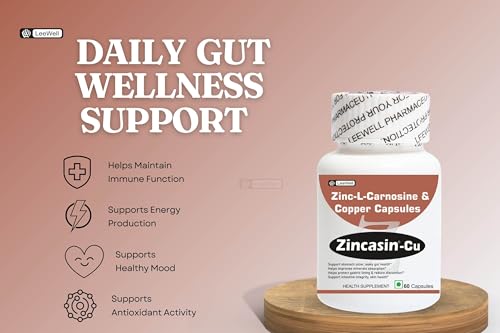 Image of Zincasin -CU contains Zinc L carnosine with Copper Supplement | Support Leaky Gut Care, immunity, Stomach Ulcer & Mucus Membrane layer Protection Supplement - 60 Capsules