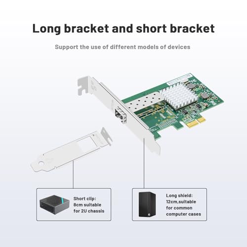 Tarjeta de Red de Fibra Óptica Gigabit con Chip Intel 82576, Adaptador de Red con Puerto Óptico SFP Único, PCIE NIC Gigabit Ethernet Compatible con Windows Server, Linux y VMware miniatura 4