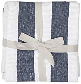 Harman Set of 2 Industrial Stripe Tea Towels 18" x 26" 100% Cotton Blue Navy