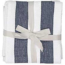Harman Set of 2 Industrial Stripe Tea Towels 18" x 26" 100% Cotton Blue Navy
