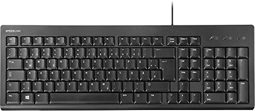 Preisvergleich Produktbild Speedlink kabelgebundene Tastatur - BEDROCK Keyboard mit USB Kabel (Vollformat mit Ziffernblock - deutsches QWERTZ Layout - leichter Tastenanschlag - 1,2m Kabellänge) PC / Computer wired Keyboard schwarz