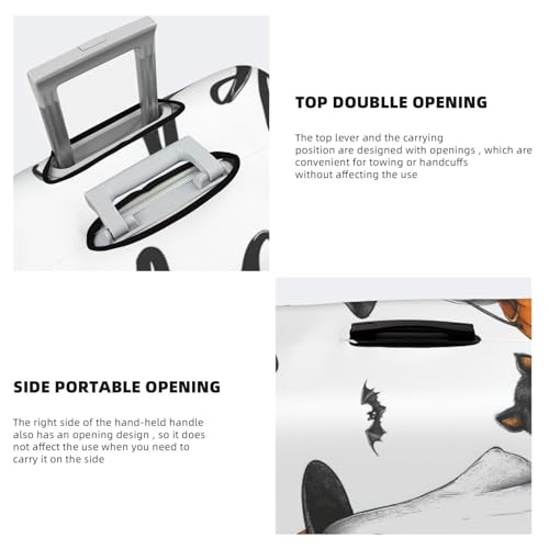 Cute Ghost Witch Hat Black Cat Elastic Travel Luggage Covers Dustproof Scratch-Resistant Suitcase Protector Fit 22-24 Inch3