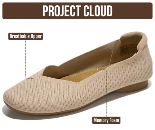 Image of Project Cloud Womens Flats Memory Foam Ballet Flats for Women (Prospect) | Memory Foam Insole and Lightweight Design - Non-Slip Sole Comfortable and Durable Womens Flats for All Occasions