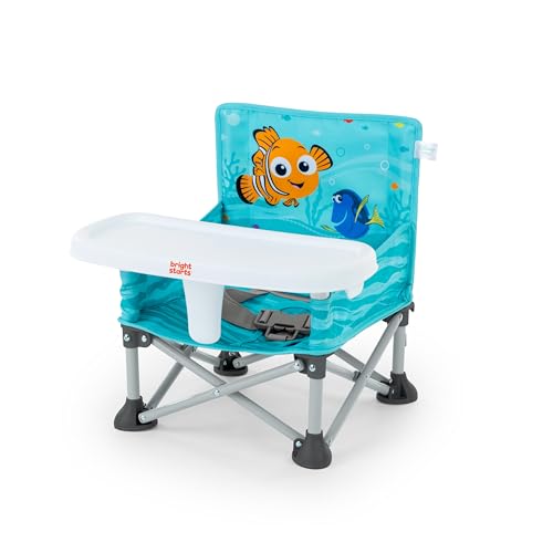 Image of Bright Starts Disney Finding Nemo Pop 'N Sit Portable Booster, Indoor/Outdoor Use, Floor Seat with Feeding Tray, 6 Mos - 3 Yrs