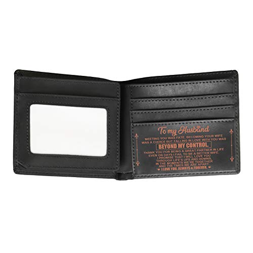 Gifts for Husband, to My Husband Wallet Engraved from Wife, Personalized Gifts for Mother's Day Fathers Day Anniversary Birthday Valentines Day