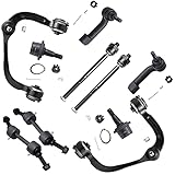 Detroit Axle - 10PC Front Upper Control Arms w/Ball Joints, Sway Bars, Inner and Outer Tie Rods for...