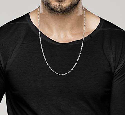 Image of Miabella Italian Solid 925 Sterling Silver, 18Kt Gold Plated 2.5mm Paperclip Link Chain Necklace for Women Men, Made in Italy