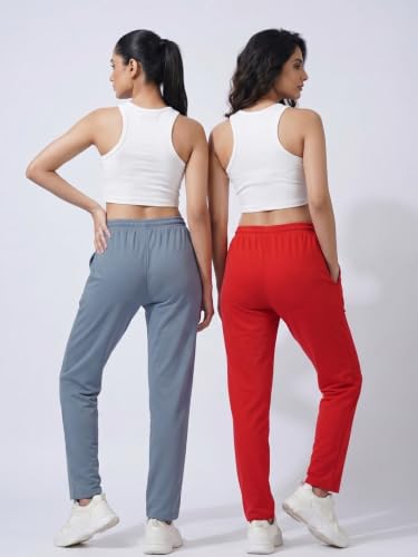 Image of Fflirtygo Cotton Solid Track Pant /Lounge Wear /Pocket Payjama �100% Export Quality Soft Cotton Night Wear /Pocket Pyjama for Women Combo Pack, Black & Blue Pyjama