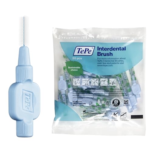 Cepillo interdental TePe, Extra Suave, azul, 0,6 mm/ISO 3, 20 ud., eliminación de placa, limpieza interdental eficaz, hilo dental, para espacios reducidos