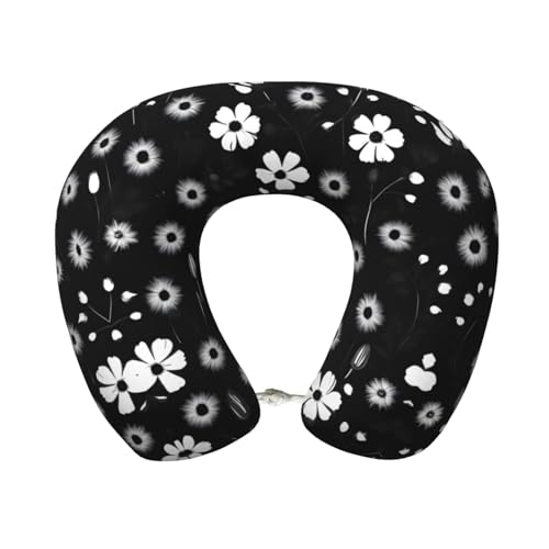 Almohada de viaje negro floral tamaño único miniatura 1