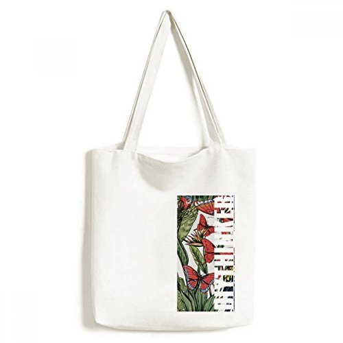 Sac shopping lavable imprimé oiseau et papillon pour vos courses