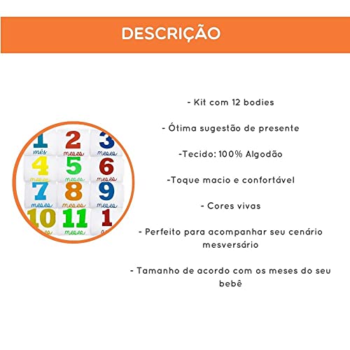 Kit Body Manga Curta Mesversário Estampado Branco