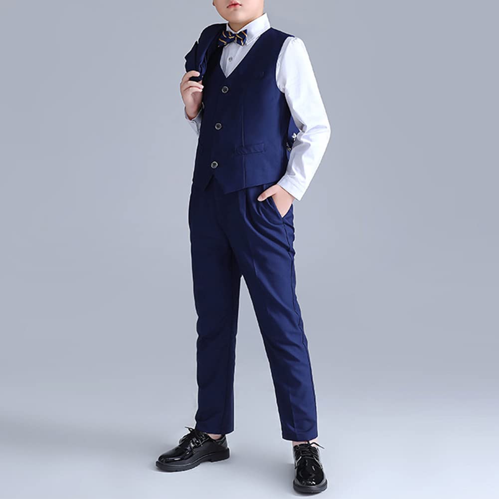 GUOCU Gentiluomo Abbigliamento Set per Bambino Ragazzi,Completo da Ragazzo 4/5 Pezzi Taglia Larga Abiti da Cerimonia Smoking Abiti da Battesimo Bambino Completo Vestito per Festa di Matrimonio