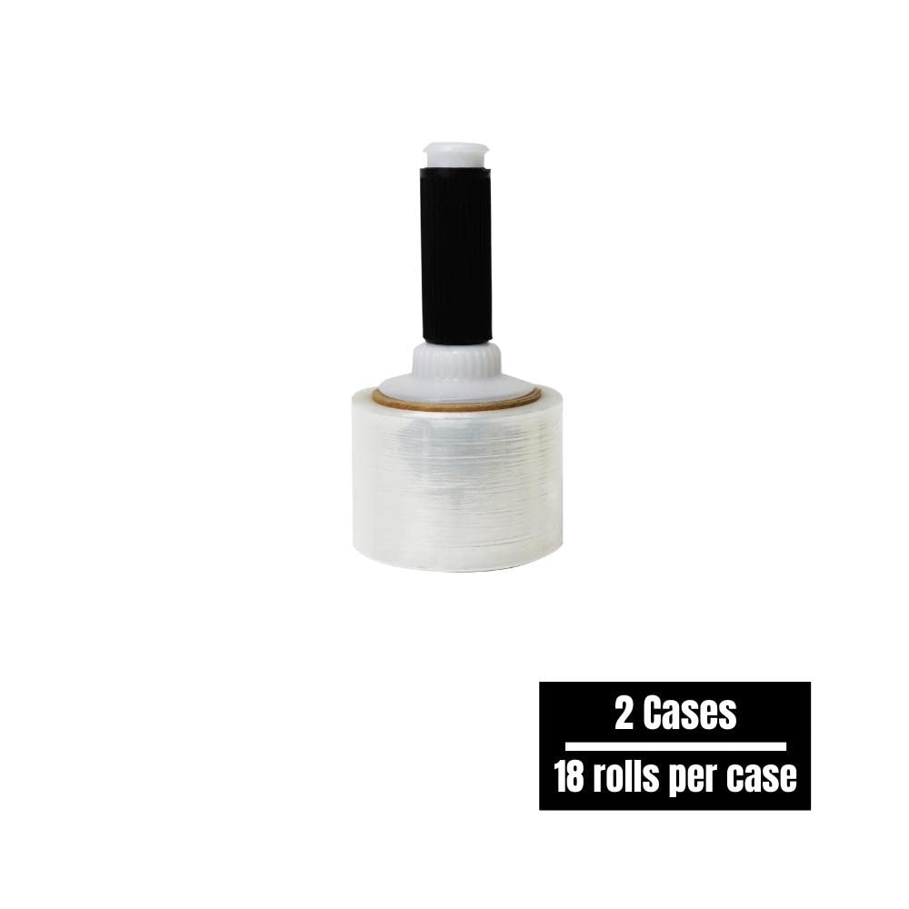 PSBM Mini-Stretchfolie mit schwarzem Spinnergriff, 24 Rollen, 12,7 cm x 300 m, 80 Gauge, robuste transparente Kunststofffolie, industrielle Stärke, Schrumpffolie für Umzug, Verpackung und Versand