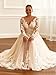 FHPKGE Vintage Lace Wedding Dress for Bride with Appliques Plus Size V-Neck Ivory Bridal Dresses with Slit Long Sleeve Victorian Dress for Women 24