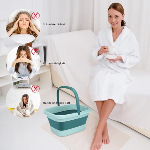 YUESIKJ Faltbare Fußbadewanne Fußbad Fussbad mit Massage-Noppen Fußwanne Mit Griff für Wohltuende Entspannung der Füße (Grün)