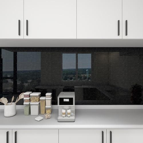 Papier peint brillant autocollant noir pour comptoir de cuisine