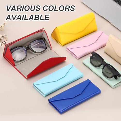 Image of PATIKIL Foldable Glasses Case, Triangle Magnetic Sunglasses Organizer Case PU Leather Hard Eyeglass Case for Women (2 Pcs)