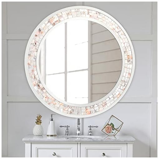 Tanmicoshomy Round Wall Mirror 30 Inch, White Circle Mirror Framed with