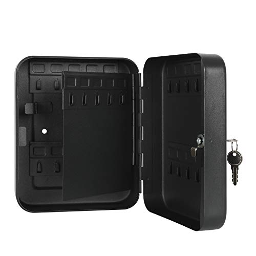 Image of KYODOLED Key Cabinet Wall Mount, Locking Key Organizer, Key Storage Lock Box with Key Lock, Lock Box for Keys, 30 Keys Hooks & Tags Key Lab,7.87 inch x 6.3 inch x 3.14 inch Black