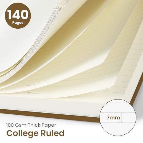 Image of Taja Lined Spiral Journal Notebook for Women & Men, 140 Pages, College Ruled Hardcover Notebook for Work & Note Taking, Journals for Writing, A5(5.7 inch x 7.9 inch) - Mocha Earth